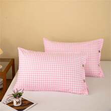 2Pcs Breathable Polyester Fiber Pillows: Machine - Washable, Dry - Cleanable & Quick - Drying With Chic Button Detailing(Only Two Pillowcases)