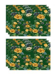 1/4 pièces Dessous de plat en lin bohème coloré, accessoires de cuisine à motif floral, dessous de plat élégants résistants à la pollution, conviennent pour la maison, la salle à manger, la décoration de restaurant