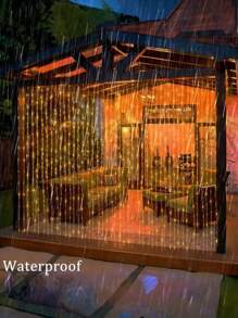 1 Peça 100/200/300 LED, 3X1/3X2/3X3M, Luzes de Cortina Alimentadas por Energia Solar com 8 Modos, Luzes de Fada Guirlanda Casamento Decoração de Natal para Casa Ramadã Festival Lâmpada, Luzes de Tira LED Solares de Fada, Luzes de Fada Solares Frescas de Jardim