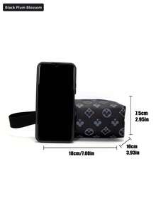 Mini Retro Floral Pattern Men's Clutch Bag, Vintage Embossed Pouch, PU Material Durable Small Square Handbag, Water-Resistant Lightweight Casual Wristlet - Black - View 3