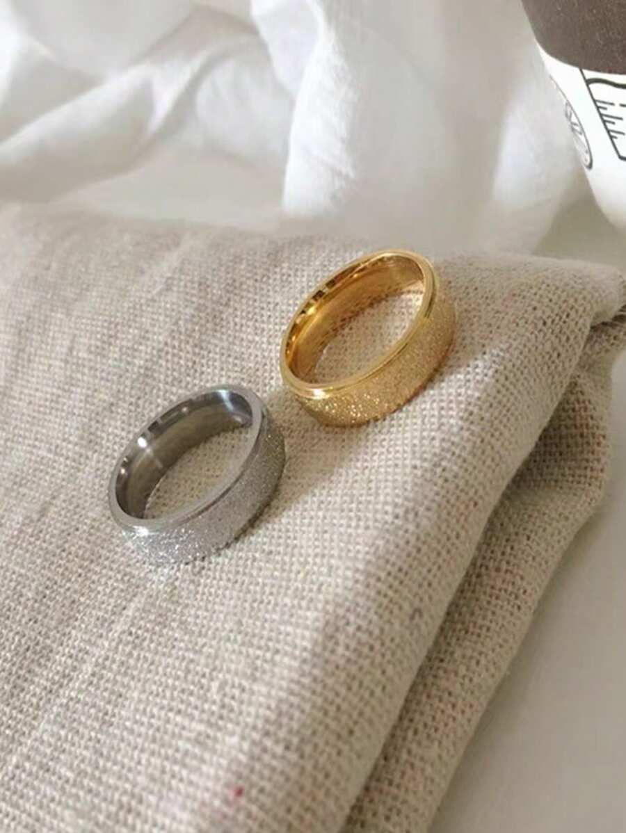 Bague en acier inoxydable mate, élégante, polyvalente, bagues de couple uniques