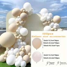 133pcs Wedding & Party Balloons Arch & Decor Kit - Cream & Champagne - Heart Shape Design, Suitable For Engagement, Valentine's Day, Mother's Day - Princess Theme, No Electricity Required