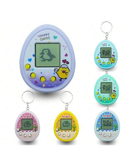 4pcs Electronic Pets, Black & White Screen, Handheld Mini Game Console Pendant, Virtual Pet Raising, Electronic Spirit Game Toy