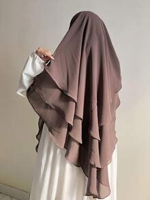 1 Khăn trùm đầu Chiffon Khimar 3 lớp dành cho nữ, kiểu dáng ngọt ngào, nhẹ nhàng, thanh lịch, thích hợp cho các hoạt động ngoài trời hàng ngày, cầu nguyện, tụ họp, mặc trong mọi mùa - Khăn trùm đầu bằng vải chiffon ba lớp - Xem 25