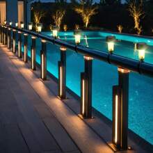 1 pièce/6 pièces Lumières solaires extérieures pour piscine, Lumières de clôture à LED, Lumières étanches, Interrupteur automatique crépuscule/aube, Pour clôture de piscine, jardin, porche, décoration d'allée