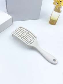 1pc Small Portable Hollow Comb In Beige Color, Suitable For Home Travel And Both Dry And Wet Use, - Beige - View 1