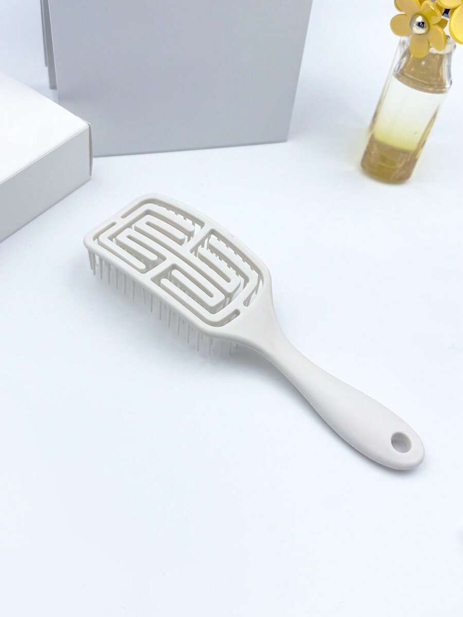 1pc Small Portable Hollow Comb In Beige Color, Suitable For Home Travel And Both Dry And Wet Use, - Beige - View 1
