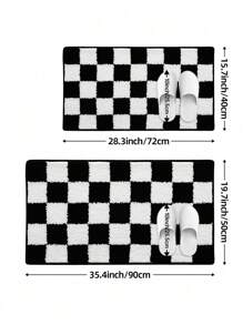 1 PIEZA - Alfombra de baño con diseño de tablero de ajedrez, alfombra de piso suave y aterciopelada, con base antideslizante, absorbente y cómoda para la ducha, lavable a máquina, para lavabo, dormitorio, baño, decoración del hogar, alfombra para la habitación, accesorios de baño, de vuelta al colegio