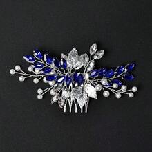 Cross-Border Headwear Horse Eye Rhinestone Hand-Inserted Comb High-End Elegant Valentine's Day Accessories,Wedding Hair Accessories - Royal Blue - View 1