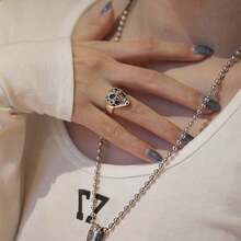 Men's Vintage Punk Style Matte Skull Ring - Multicolor - View 8