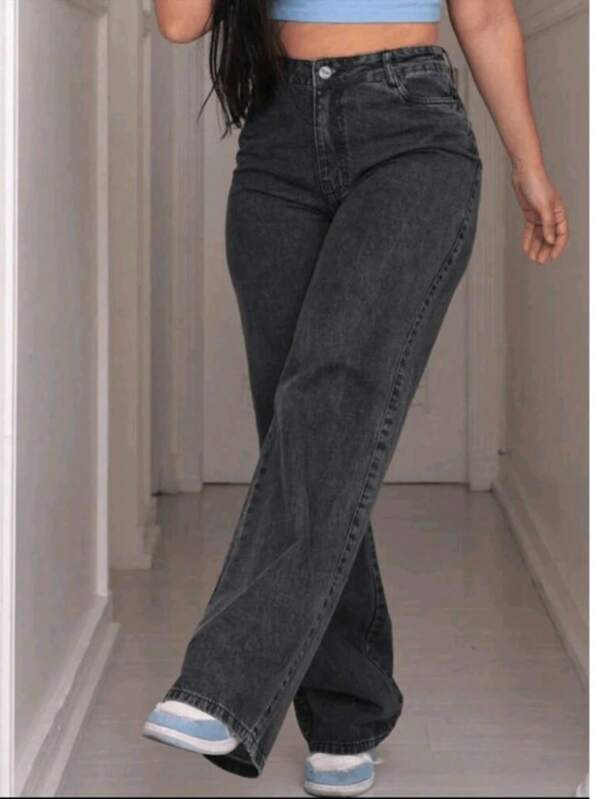 Calça Jeans Feminina Wid Leg Marmorizada      Jeans