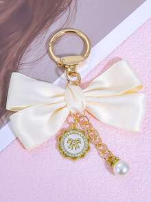 1pc Bowknot Bag Charm, A Bag Accessory, And An Faux Pearl Keychain. It's A Perfect Mother's Day Gift. This Cute Faux Pearl Beaded Bracelet-Style Keychain Exudes A Vintage Charm. It Is Suitable For Decorating Ladies' And Girls' Handbags, Backpacks, And Even Cars. The Pearl Pendant Adorned With A Ribbon Is Also An Excellent Choice For Valentine's Day And Birthday Gifts. - Multicolor - View 24