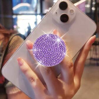 3pcs/1pc Rhinestone Phone Stand, Adjustable Pull-Out Stand, Colorful Foldable Phone Holder, Slouchy Phone Back Clip Stand, Shiny Rhinestone, Not Waterproof, Pink/Purple/Champagne/Colorful Rhinestone For Phone, Card, Suitable For Bed And Desk, Lightweight And Portable, Great For Christmas, New Year, Ramadan, Gifts For Women And Men, No Battery Required