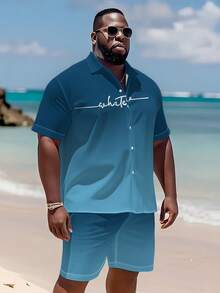 2pcs Plus Size Men's Casual Printed Short Sleeve Shirt And Shorts Set, Minimalist Fashion Everyday Wear Summer - Multicolor - View 4