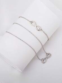 3 件套时尚简约圆形阿拉伯简约设计表盘 PU 皮革表带石英手表 + 简约时尚百搭气质女孩套装饰品幸运数字 8 手链项链，万圣节、圣诞节、情人节、母亲节、节日礼物的最佳选择 - 彩色 - 查看 9