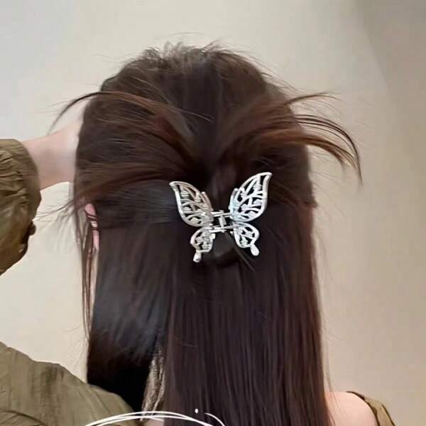 1pc Women's Hollow Butterfly Design Metal Hair Claw Clip, Fashionable, Suitable For Daily Use Hair Clips Hair Jaw Clip Hair Clamps Hair Clutch Hair Catcher Clip