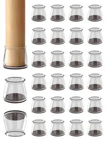 12/24PCS Silicone Chair Leg Floor Protectors, Round Furniture Pads For Hardwood Floors, Furniture Sliders For Chair Legs,Thick Felt Chair Leg Caps Cover,Floors From Scratching And Reduce Noise(Clear)