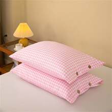 2Pcs Breathable Polyester Fiber Pillows: Machine - Washable, Dry - Cleanable & Quick - Drying With Chic Button Detailing(Only Two Pillowcases)