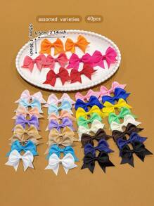 40pcs Random Colors Cute Bow Hairclips For Daily Use