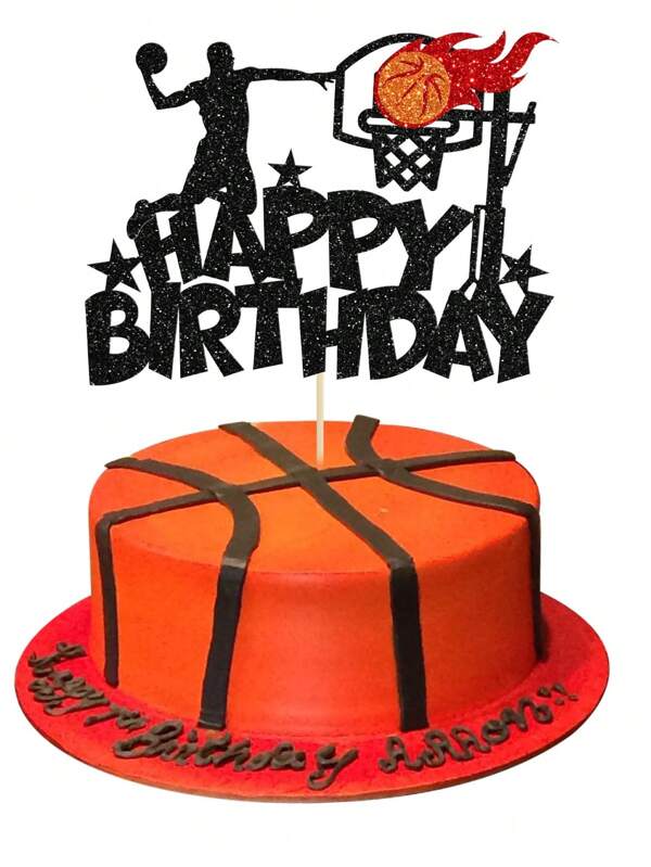 1pc Basketball Theme Cake Decor, Sports Fan Birthday, Basketball Party, Graduation Party Cake Topper