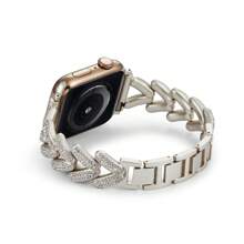 Nova pulseira de metal com strass de alta qualidade com orelha de trigo compatível com pulseiras de 38/40/41/42/44/45/46/49 mm Pulseira de relógio I Pulseira de relógio I Pulseira de relógio I Ultra/S10/9/8/7/6/5/4/3/2/1
