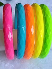 5pcs 0.5cm Round Fluorescent Candy Color Bracelets Set