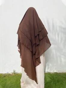 1 chiếc khăn trùm đầu dài bằng vải voan 3 lớp thời trang dành cho nữ khimar, khăn choàng cổ tiện lợi, nhẹ nhàng, thanh lịch, sang trọng, phù hợp cho các hoạt động ngoài trời hàng ngày, cầu nguyện, tụ họp, trang phục dự tiệc - Mũ trùm đầu dài bằng vải chiffon ba lớp - Xem 22