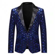 Giacca da abito da uomo con paillettes luccicanti, abbigliamento da cosplay e per performance su palco, adatto per feste e matrimoni