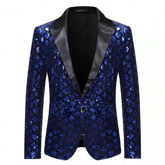 Shiny Sequin Men's Suit Jacket, Cosplay Anime Stage Performance Outfit, Party Wedding Wear