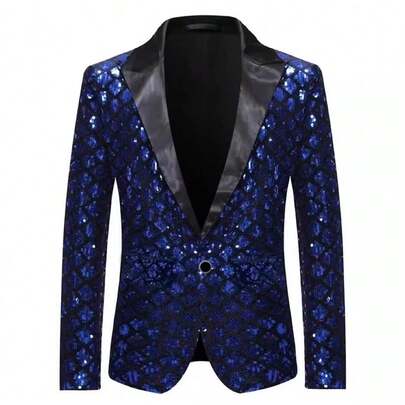 Shiny Sequin Men's Suit Jacket, Cosplay Anime Stage Performance, Party Wedding Wear