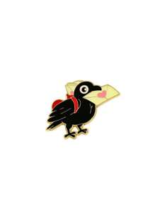 1pc Metal Bird Brooch, Cute Raven Zinc Alloy Enamel Pin, Fashionable Lapel Pin, Button Pin School