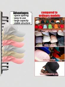 1/2pcs Wall Mounted Baseball Cap Storage Rack, Multi Layer Hat Organizer Holder, Holds 16 Caps, Suitable For Home, Office, Bedroom
