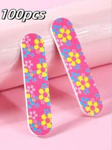 100pcs Professional Double-Sided Emery Nail Files, Fashion Style Manicure, Foot Care, Emery Board Tools, Abrasive Polishing Strips, Suitable For Beginners And Nail Salons