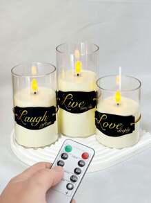 3pcs Flameless Candles - Acrylic Flameless Candles With Timer, Battery Operated Candles With 10-Key Remote, Flickering LED Pillar Candles With 3D Flame Effect, Suitable For Weddings, Parties, Home Decor
