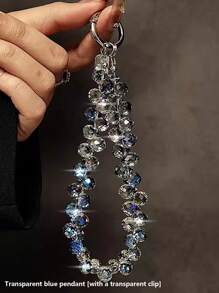 Luxury High-End Crystal Beads Hand Chain Wrist Short Lanyard With Clip Mobile Phone Case Keychain Bag Pendant Luxury Crystal Beads Lanyard - Stylish Portable Chain Wrist Accessory Piece For Easy Carrying, Designed To Fit Most Mobile Phone Cases, Fashionable Ornament - Y2K Inspired (Comes With Transparent Clip)
