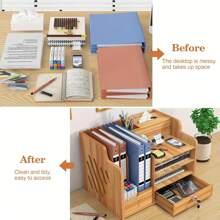 Office Paper Organizer For Desk, Wooden File Holder, Office Desk Organizer, Stackable Paper Trays For Home, Office, School, Classroom