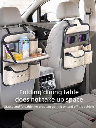 1 pieza Bolsa de almacenamiento para respaldo de asiento de coche, organizador colgante multifuncional (incluye 2 ganchos colgantes aleatorios, manual de instrucciones y hebilla con diseño de flor no incluidos pero no afectan el uso)