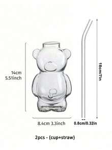 1 pieza Taza de café de vidrio con diseño de oso de dibujos animados, regalo de cumpleaños divertido para niñas, creativo y lindo, vaso para cóctel, vaso para jugo, Año Nuevo, vuelta al colegio, Día de San Valentín.