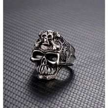 Men's Vintage Punk Style Matte Skull Ring - Multicolor - View 29