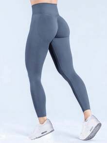 High Waist Dynamic Seamless Leggings For Women Scrunch Bums Gym Leggings Booty Butt Lifting Workout Leggings Tummy Control Yoga Pants - Gray Blue - View 3