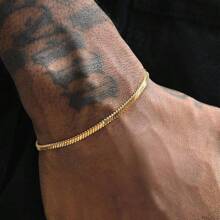 1pc Fashionable Stainless Steel Men's Bracelet, Minimalist Hip-Hop Style, Suitable For Parties And Stylish Jewelry Gifts