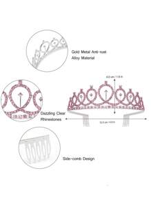 Set de accesorii pentru păr coroană din aur trandafir cu decor cu strasuri, 2 buc