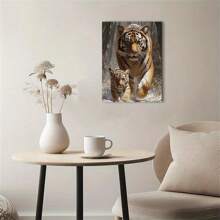 1pc PcTiger And Cub Canvas Print Poster - Frameless Wall Art For Home, Office, Living Room, Bedroom, Cafe - Decorative Painting, Ideal Gift For Friends And Colleagues,No Frame