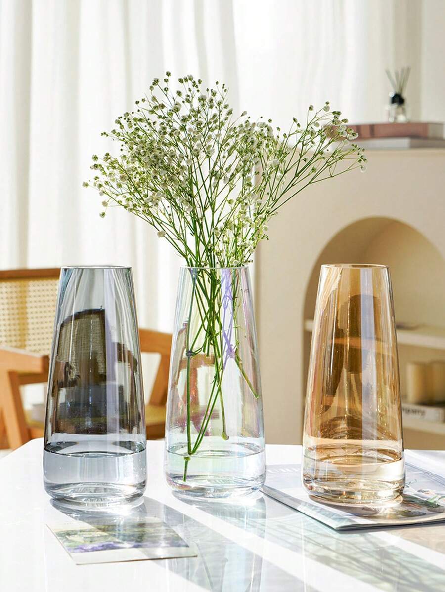 Elegant Solid Color Glass Vase, Suitable For Home And Office Decoration - Multifunctional Cylindrical Design, Applicable For Living Room, Bedroom, Study - Perfect Complement For Fresh Flowers And Floral Arrangements - Multicolor - View 1