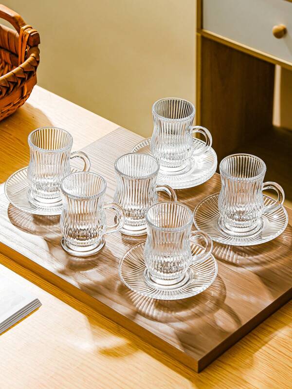 6 Piece Set, Turkish Tea Cups And Saucers, Moroccan Tea Glasses, Gourd Shaped Drinking Glasses, Coffee Cup Set, Vintage Kitchen Decor, Arab Style Ladies Party Beverage Utensils