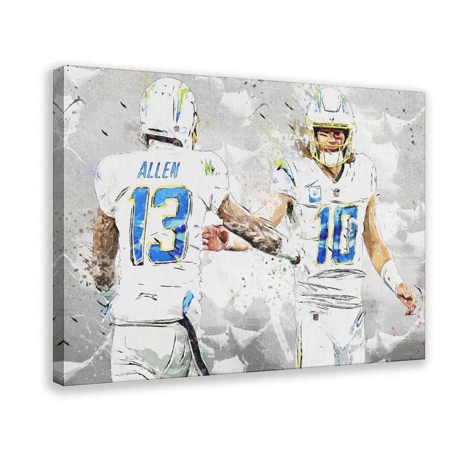 Justin Herbert Keenan Allen Poster Frame 24*36inch Canvas Poster Wall Art For Bedroom Decor Bar Office Room Decor Gift - Beige - View 1