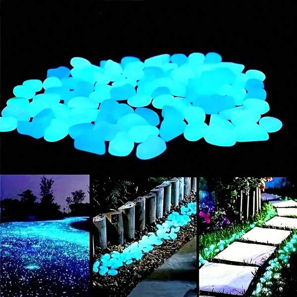 1Set/100g Luminous Garden Pebble Stones, Glow In The Dark Rocks For Outdoor Decor, Colored Luminous Resin Pebbles For Landscape, Garden, Backyard, Patio, Lawn Path Decoration, Approx. 300pcs (Asymmetrical Shape)