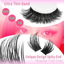 MEM 640pcs Eyelash Clusters, 30D+40D+60D+80D, DIY Eyelash Extension Faux Mink Lashes - Premium D-Curl Fluffy Natural Lash Clusters, Suitable For DIY Eyelash Extension - Reusable, Lightweight And Easy To Apply - D - 查看 5