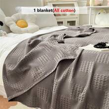 1pc Soft & Comfortable Waffle Blanket - 100% , Skin-Friendly, Solid Color, Suitable For Bed, Sofa, Pillow - Perfect For Relaxation And Cuddling - Dark Gray - View 6