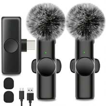 Wireless Lavalier Microphone For Phone TypeC Lapel Mics Plug-Play 2.4G Ultra-Low Delay Built-In Noise Reduction Chip Working Time For Video Recording Interview Podcast Vlog